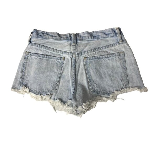 We The Free Light Wash Distressed Denim Shorts Raw Hem Frayed Cutoff 27 - Picture 2 of 6